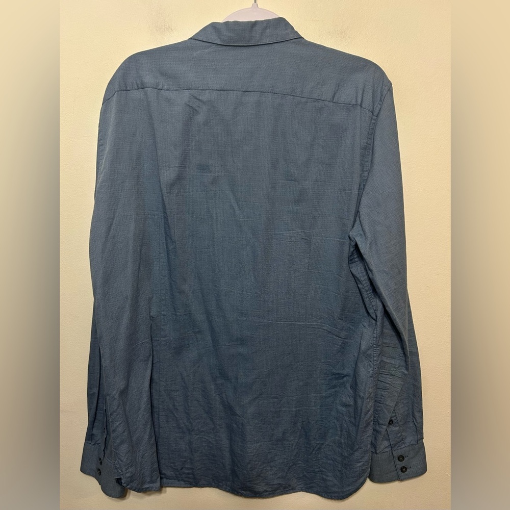 John Varvatos Star USA Vanderbilt Textured Cotton Slub Weave Button Up Shirt - Picture 6 of 8